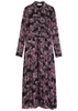 Printed pleated silk shirt dress