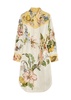 Oleander printed flax midi shirt dress