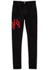 Staggered logo skinny jeans 