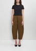 Technical Linen Curved Pull On Pant — Military Green