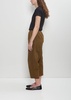 Technical Linen Curved Pull On Pant — Military Green