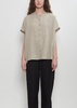 Linen Collarless Button Down Top — Ecru