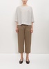 Cotton Poly Cropped Pleated Pant — Mud