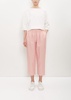 Linen Poly Cropped Pleated Pant — Poppy