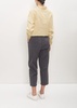 Cotton Poly Cropped Pleated Pant — Cement
