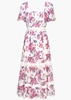 freija lace inset printed midi dress in pink