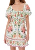 bloom garden short sleeve mini dress in off white