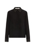 willa oversized button down shirt with grommet detail, black