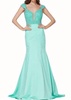 satin beaded gown in aqua