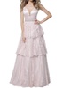 tiered lace gown in petal pink