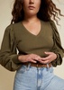 tabitha full sleeve v- neck in olive green