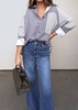 contrast stripe button down tunic in gray