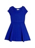 women's knit fit & flare striped knit cap sleeve mini dress in blue