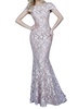 off the shoulder fitted mother of the bride dress in blush