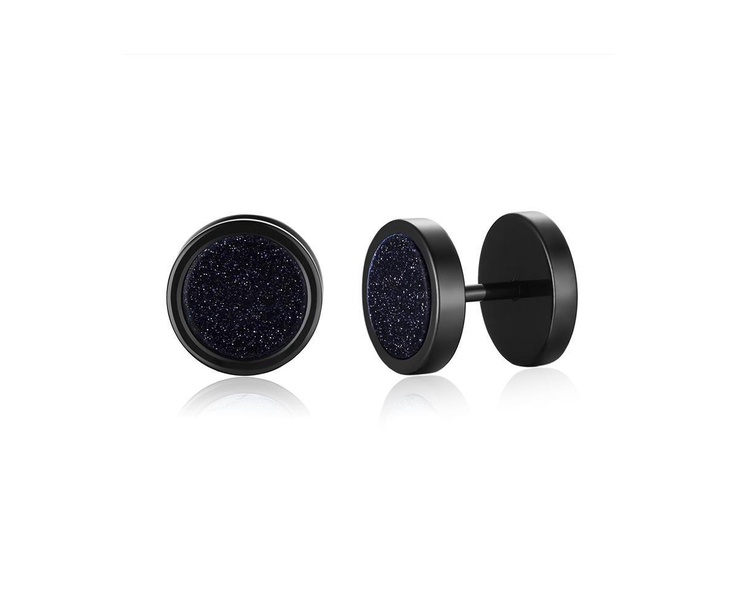 Stainless Steel Round Stone Stud Earrings
