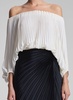 Sienna Satin Pleated Off Shoulder Top