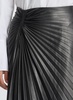 Tracy Pleated Side-Ruched Faux Leather Maxi Skirt