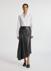 Tracy Pleated Side-Ruched Faux Leather Maxi Skirt