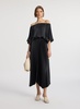 Sienna Satin Pleated Off Shoulder Dress