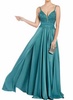 satin embroidered gown in green