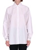 cotton poplin lace button down in white