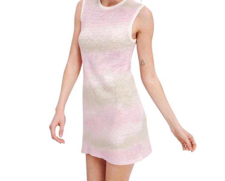slub jersey sleeveless muscle dress in watercolor stripe
