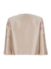 White Crop Jacket with Round Neck and Three Quarter Sleeve in Mikado Fabric Woman