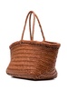 'Triple Jump' Tan Brown Small Tote Bag In Braided Leather Woman