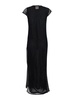 Black Crewneck Long Dress With Fishnet Design And Matching Underdress In Cotton Woman