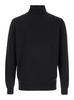 Black Turtleneck Sweater In Merino Wool And Silk Blend Man