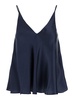 'Etienne' Blue Top With Thin Straps And V-Neck In Silk Woman