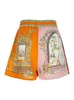 'Monte' Multicolor Shorts With Elastic Waist And Graphic Print In Linen Woman