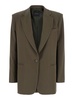 'Guia' Green Single-Breasted Jacket With Notched Revers And Shoulder Pads In Wool Blend Stretch Woman