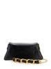 Balmain 1945 Clutch Bag In Calf Leather With Chain And Logo