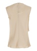 'Viterbo' Beige Crewneck Top With Front Asymmetric Ruffle In Satin Woman