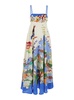 'Nadia' Multicolor Long Dress With All-Over Printed Motif In Linen Woman