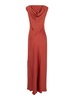 'Mara' Red Long Dress With Boat Neckline And Side Slit In Viscose Blend Woman