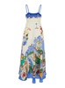 'Nadia' Multicolor Long Dress With All-Over Printed Motif In Linen Woman