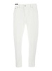 White Five Pocket Jeans With Logo Patch On The Back In Cotton Man