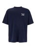 Blue Crewneck T-Shirt With Slogan Print On The Front And Back In Cotton Man