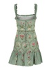 'Nieve'  Green Long Dress With All-Over Floral Print In Linen Woman