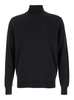 Black Turtleneck Sweater In Merino Wool And Silk Blend Man