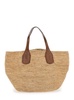 'Tokyo Ii' Beige Shopper With Double Top Handle And Woven Design In Raffia Woman