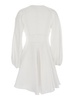 White Dress With V-Neck And Flared Skirt In Tech Fabric Woman