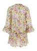 'Lara' Multicolor Short Dress With Ruched Sleeves And All-Over Floral Motif In Cotton And Silk Blend Woman