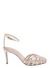 'Penelope' Beige Sandals With Rhinestone Embellishment And Stiletto Heel In Leather And Silk Woman