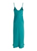 Light Blue Slip Dress With V Neckline In Satin Woman