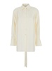 White Shirt With Bell Sleeves And Rear Cut-Out In Silk Woman