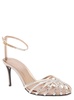 'Penelope' Beige Sandals With Rhinestone Embellishment And Stiletto Heel In Leather And Silk Woman