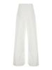 White Pants With Pences In Cotton Blend Stretch Woman